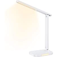 LITOM Lampara Escritorio 12W con 10 Intensidades y 5 Colores- Flexo LED Escritorio Elegante y Plegable con Cargador USB…